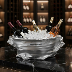Cubo de Hielo de Aluminio Plateado Irregular de Lujo, Enfriador de Vino y Champán Grande para Restaurantes de Alta Gama y Suministros de Bar para Hoteles, Diseño de Enfriador - Product Image 2