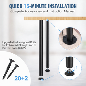 30 Inch Iron Furniture Legs with Easy Installation Set of 4 for DIY Office <b>Desk</b>, Dining Table, 1200 lbs Load Capacity EDPTBL024 - Product Image 5