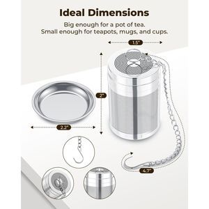 Infusore per Tè a Maglia Extra Fine con Coperchio Sottile Filettato Aggiornato, Filtro per Tè Sfuso in Acciaio Inox 304 - Product Image 3