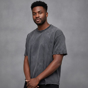 Nouveaux T-shirts pour hommes tendance et surdimensionnés, col rond, manches courtes, coupe ample, 100% coton, color block, style hip hop. - Product Image 2