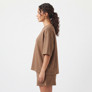 Ensemble deux pièces décontracté à rayures personnalisé pour femmes et filles, vêtements d'été, shorts et t-shirt en coton épais, ensembles pour femmes grandes tailles - Product Image 2