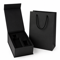 Boîte cadeau rigide de luxe vide Firduas avec sac de shopping, emballage pour bouteille de parfum ou de vin, insert en velours, logo personnalisé OEM, sans ruban