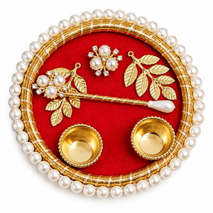 Plateau Roli Chawal Tilak avec bâtonnet Tilak de 4 pouces, thali décoratif pour Pooja, idéal pour Rakhi, Bhai Dooj, mariage, Shagun, cadeaux festifs - Product Image 2