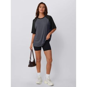 T-shirt court surdimensionné en coton tricoté 100 % à manches longues et coupe ajustée avec impression numérique pour femme - Product Image 5