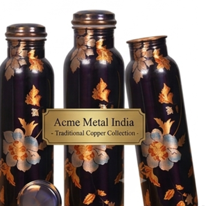 Deluxe Enameled Copper <b>Water</b> <b>Bottle</b> Premium Quality Round Shape Design Leakproof For Daily Use Travel Office Gym - Product Image 5