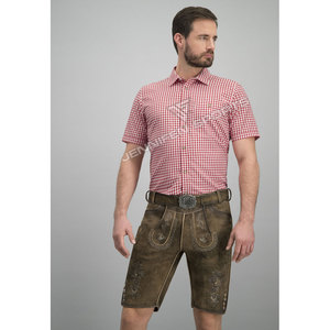 Best Quality 100% Cotton Checkered Traditional German Trachten <b>Shirt</b> For <b>Men</b> Oktoberfest <b>Red</b>&White Bavarian Style Quick Dry - Product Image 4