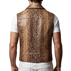 Custom Genuine Python Snake <b>Leather</b> <b>Vest</b> <b>Men's</b> Luxury Exotic <b>Leather</b> Zip Up Hunting Safari Fashion Waistcoat OEM - Product Image 5