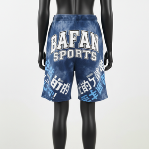 Shorts deportivos de algodón grueso de 320 GSM con lavado ácido azul, tela transpirable, logotipo personalizado con serigrafía en relieve, shorts para mujer - Product Image 2