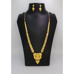 Collier avec boucles d'oreilles Parure de bijoux en laiton pur plaqué or Parure de bijoux collier design indien de haute qualité - Product Image 5