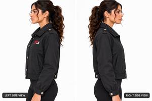 Solomon Global Apparel Women's <b>Black</b> <b>Windbreaker</b> Racer Jacket Stand Collar Windproof Polyester Logo Sporty Long Detachable Liner - Product Image 3