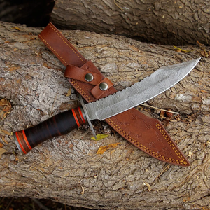 Couteau de chasse en acier Damas de qualité supérieure, lame fixe, manche en bois, couteau de camping Bushcraft, fournisseur d'usine - Product Image 5
