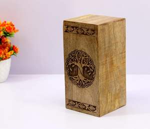 Urne funéraire carrée en bois pour cendres humaines, boîte commémorative pour enterrement, design Art Déco, options personnalisables pour mariage et Pâques - Product Image 3