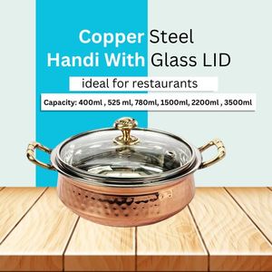 Wholesale Classic Eco-Friendly Hammered Serving Copper Base Stainless Steel Handi for Serving <b>Food</b> Dishes Dishwasher Safe - Product Image 4