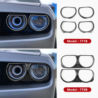 Cadre de décoration extérieur de phare en fibre de carbone véritable Blackstone, adhésif 3M, compatible avec Dodge Challenger 2015-2023, garniture de phare