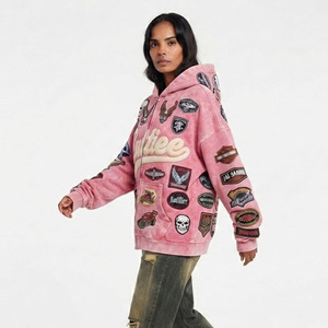 Sweat à capuche oversize en polaire pour femme, personnalisable avec logo, style streetwear épais, à épaules tombantes - Product Image 3