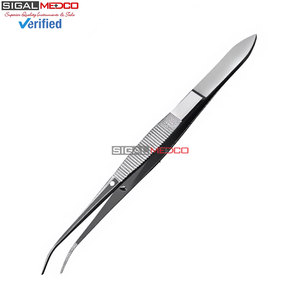 Pinzas Iris Eye para tejido de 4 pulgadas, semicurvas, dentadas, instrumento quirúrgico oftálmico de precisión, de acero inoxidable, reutilizables - Product Image 4