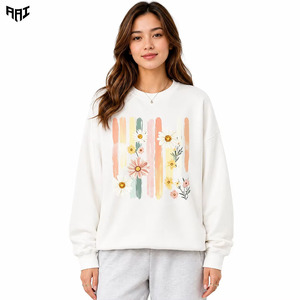 เสื้อฮู้ดดี้ผู้หญิงลายดอกไม้สไตล์วินเทจสุดหรู ผลิตจากผ้าฝ้าย 100% คอกลม  ผู้ผลิตเสื้อสเวตเชิ้ตแบบไม่มีลาย - Product Image 1