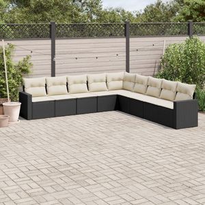 Set Divano da Giardino Nero e Bianco Crema - Product Image 1