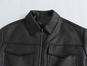 2026 <b>Women</b> PU Leather <b>Jacket</b> Breathable Eco-Friendly Waterproof Plus Sized Wholesale Manufacturer Top Quality - Product Image 4