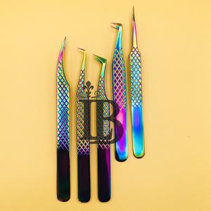 Pinces à épiler arc-en-ciel pour extensions de cils, pinces à cils, pinces à cils en vison, logo personnalisé, pointe fine, poignée lisse, produit tendance, faible MOQ - Product Image 6