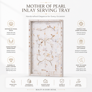 Mother of Pearl Inlay Wooden Serving Tray | Handmade Ramadan Eid Decor Tray | Serving Platter Kitchenware <b>Gift</b> Home Decor - Product Image 6