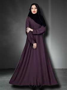 Women's Modest Long Sleeve Floor Length Abaya Solid Color Polyester Loose Fit High Neck Flared Hem Middle East Style Daily Wear - Product Image 4