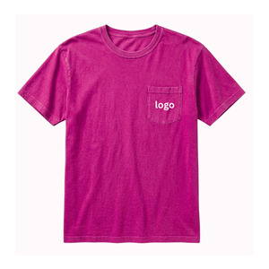 T-shirt formel pour homme, coupe classique, rouge, tissé, 100% coton, col rond, manches courtes, écologique, séchage rapide, doux, respirant, logo personnalisé - Product Image 2