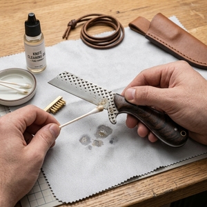 Couteau de chasse EDC en acier au carbone, lame texturée, manche en bois avec étui, fournisseur OEM, directement de l'usine - Product Image 4