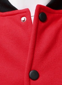 Men's <b>Red</b> <b>Varsity</b> <b>Jacket</b> <b>Black</b> PU Leather Sleeves Turn-down Collar Button Closure Casual Style Autumn Wear Regular Fit Solid - Product Image 6