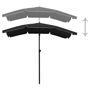 Parasol de jardin pliable 78,7 x 51,2 pouces en polyester noir avec base - Product Image 4