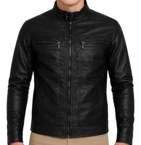 Chaqueta de Motociclista de Cuero Genuino para Hombre, Hecha a Mano, Negra, Estilo Clásico Cafe Racer - Product Image 3