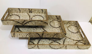 Elegante bandeja para servir de madera pintada para utilidad y tocador para servir frutas - Product Image 3