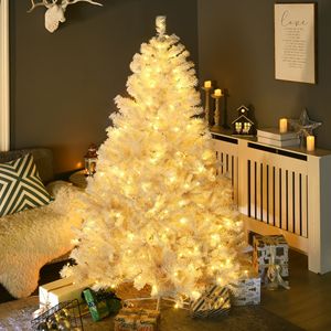 6ft White Pre-Lit Artificial Christmas <b>Tree</b> with Warm White LED <b>Lights</b> & Auto Open Feature for Festive Lighting - Product Image 2