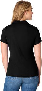 เสื้อโปโลแขนสั้นสีดำล้วนสำหรับผู้หญิง เสื้อถักลำลอง ความยาวปกติ - Product Image 4