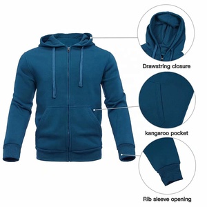 Survêtement de sport pour homme à capuche, ensemble jogging décontracté zippé, en coton uni respirant, style streetwear, coupe oversize, tricoté - Product Image 2