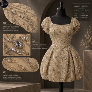 Tissu de robe orné de perles de cristal courbées avec pierres facettées et fils argentés |   Tissu décoratif pour robes de mariée et tenues de soirée en tulle - Product Image 5