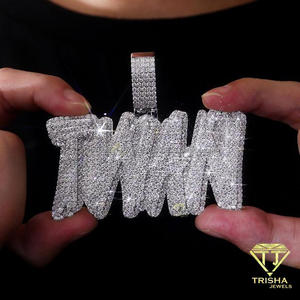 Lab Grown Diamond Custom <b>Name</b> <b>Letter</b> Pendant Twisted Rope Chain Brilliant Iced Style Design Statement Hip Hop Jewelry - Product Image 5