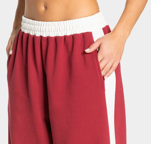 <b>Women's</b> Burgundy Sweatpants Custom Wide Leg Pants Side <b>Stripe</b> Sporty Cotton made high gsm best for winter - Product Image 6