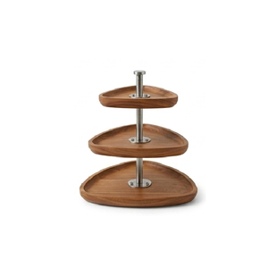 Fresh Trending Modern Wooden 3-Tiers Cake Stand with Raised Platform for <b>Displaying</b> Cakes Pastries Fruit Dessert Oven Safe - Product Image 1