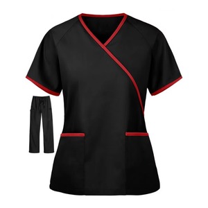 <b>Scrubs</b> Uniforms Sets for Stylish V Neck Custom <b>Plus</b> <b>Size</b> Cheap Black Cotton <b>Scrub</b> Uniform for Doctor Use Unisex - Product Image 4