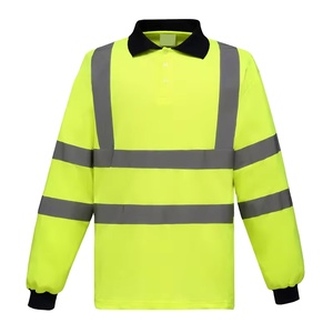 Men's High Visibility Reflective Safety <b>Polo</b> Shirt Long Sleeve Solid Color Knitted Polyester Casual Plus Size <b>Orange</b> Yellow - Product Image 6