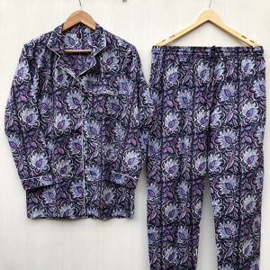 Ensemble pyjama imprimé floral indien, tenue de nuit, tenue de soirée, robe de nuit en coton, cadeau pour elle - Product Image 1