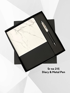 <b>Diary</b> Metal Pen Set <b>A5</b> PU Hardcover Orange Marble Design Gift for Office Business Use 100 Sheets UV Printing Model APGOI-SR-215 - Product Image 3