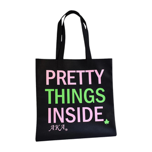 Bolsa de Compras de Lona Negra AKA Things Inside, Bolsa de Hombro Reutilizable de Gran Capacidad para Uso Diario, Regalo - Product Image 1