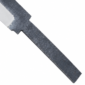 Hoja de cuchillo tipo punta de lanza negra y plateada con borde pulido, acabado forjado en bruto y tallo largo para proyectos de mangos personalizados - Product Image 2
