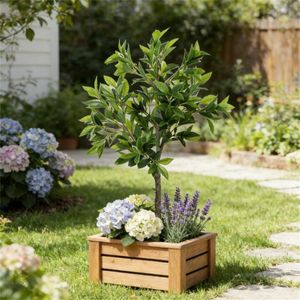 Albero Artificiale in Vaso per Decorazione Domestica, Pianta Finta per Arredamento Verde - Product Image 1