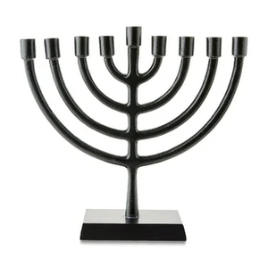 Modern <b>Silver</b> Metal Menorah Candle Holder Hanukkah Decorative Tabletop Unique Artistic Home Display Stand - Product Image 3