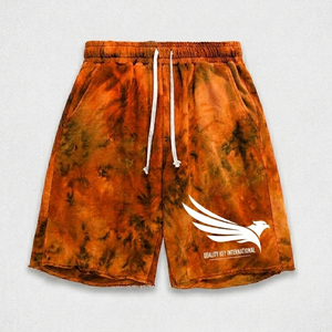 Shorts Tie-Dye de Haute Qualité avec Impression Personnalisée, Décontractés, Taille à Cordon, Style Urbain, Sportif, Coupe Droite - Product Image 6