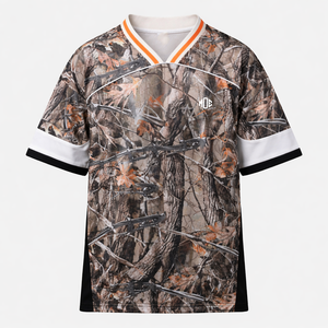 Maillots de football américain camouflage par sublimation en gros, t-shirts de football unisexes en mesh respirant et léger, marque privée OEM - Product Image 2