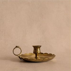 Candelabro Retro de Latón Antiguo, Portátil, de Metal, con Base de Flor de Loto, Decorativo, con Bandeja - Product Image 6